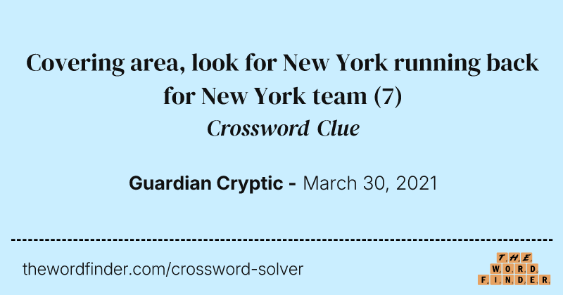 Covering area, look for New York running back for New York team crossword clue image