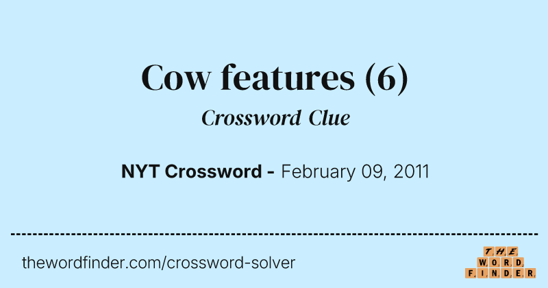 Cow features crossword clue image