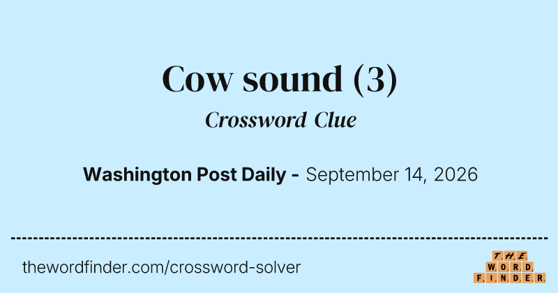 Cow sound crossword clue image