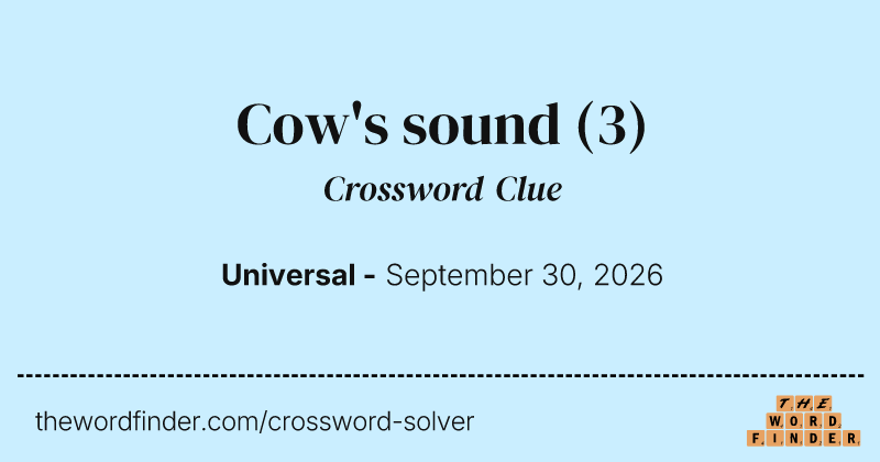 Cow's sound crossword clue image