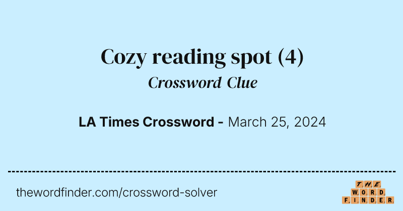 Cozy reading spot crossword clue image