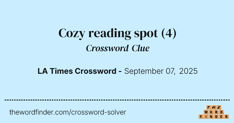 Cozy reading spot crossword clue image
