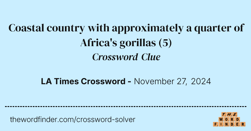 Coastal country with approximately a quarter of Africa's gorillas crossword clue image