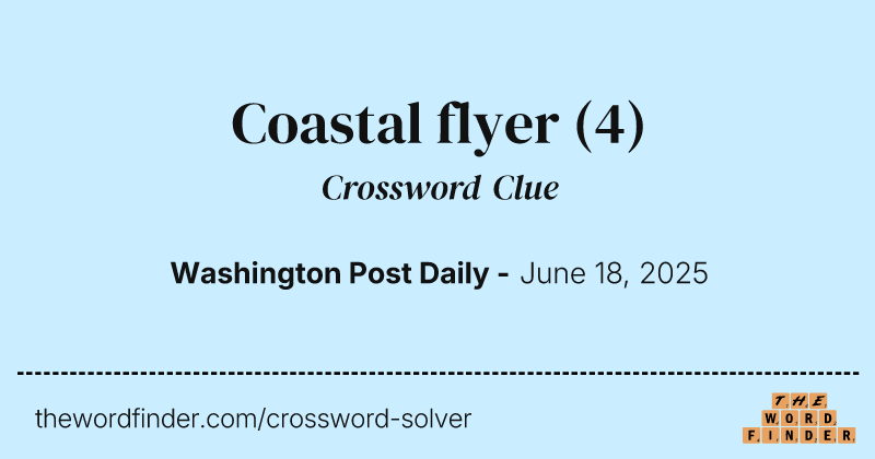 Coastal flyer crossword clue image