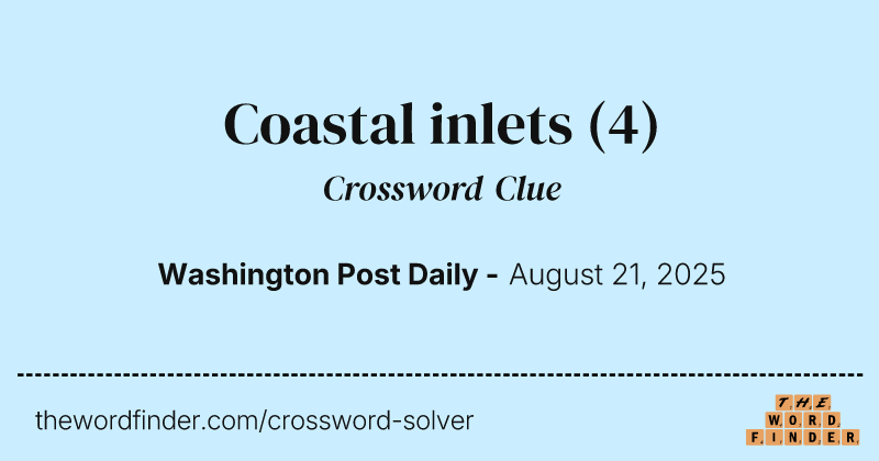 Coastal inlets crossword clue image