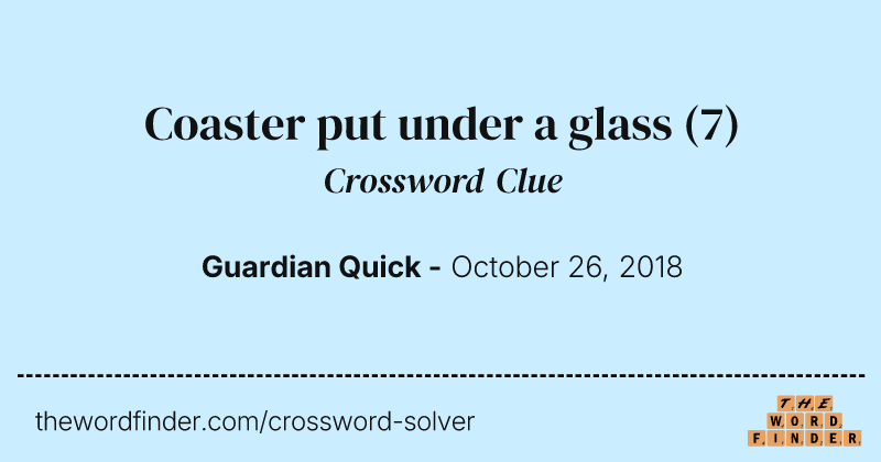 Coaster put under a glass crossword clue image
