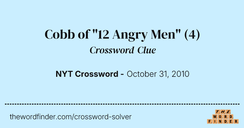Cobb of "12 Angry Men" crossword clue image