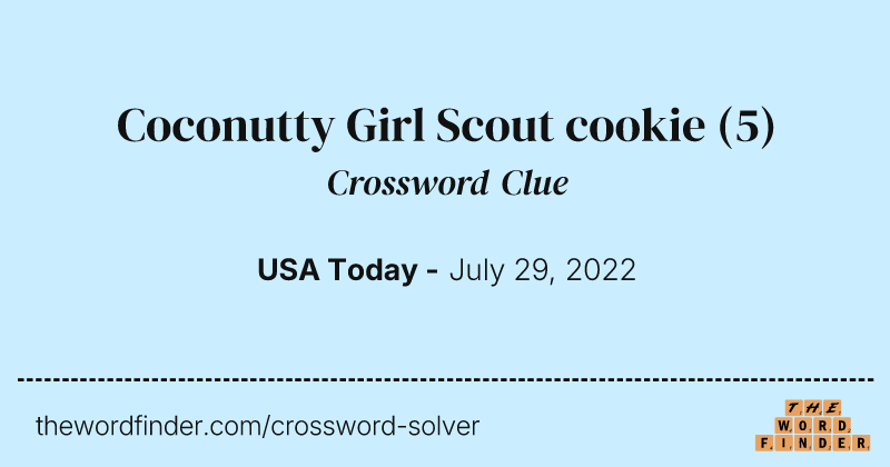Coconutty Girl Scout cookie crossword clue image