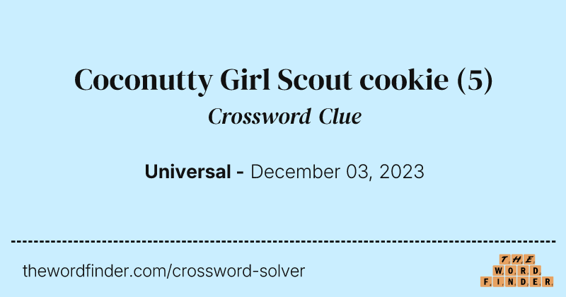 Coconutty Girl Scout cookie crossword clue image