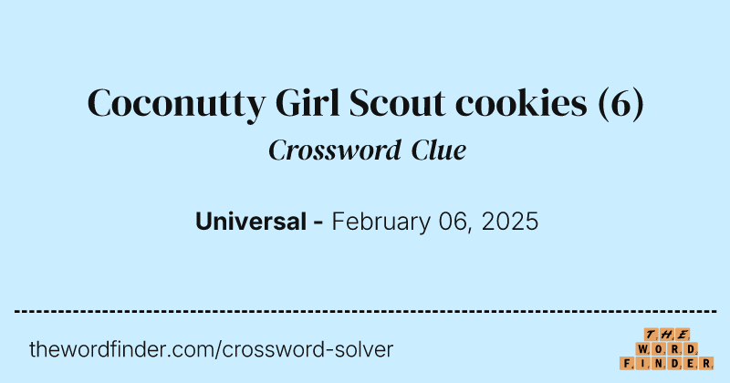 Coconutty Girl Scout cookies crossword clue image