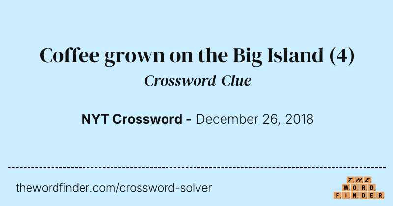 Coffee grown on the Big Island crossword clue image