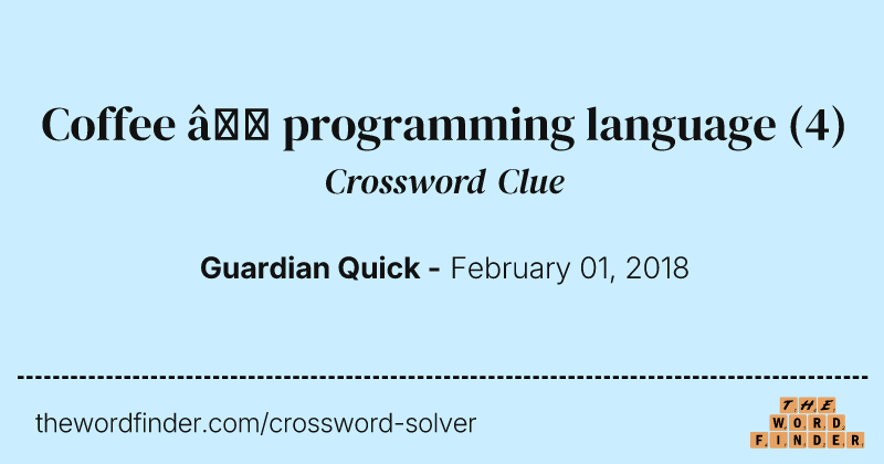 Coffee — programming language crossword clue image