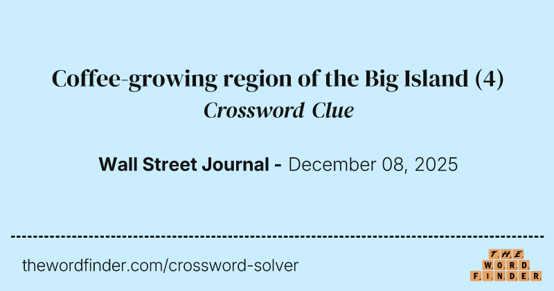 Coffee-growing region of the Big Island crossword clue image