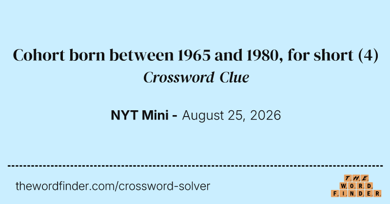 Cohort born between 1965 and 1980, for short crossword clue image