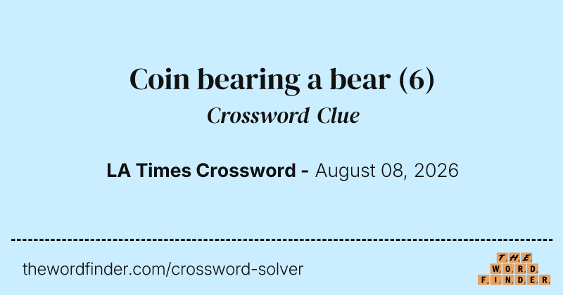 Coin bearing a bear crossword clue image