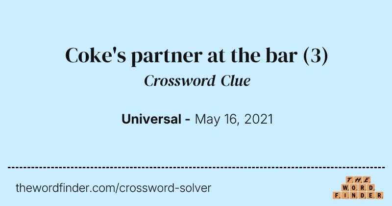 Coke's partner at the bar crossword clue image