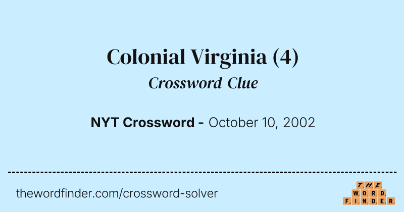 Colonial Virginia crossword clue image
