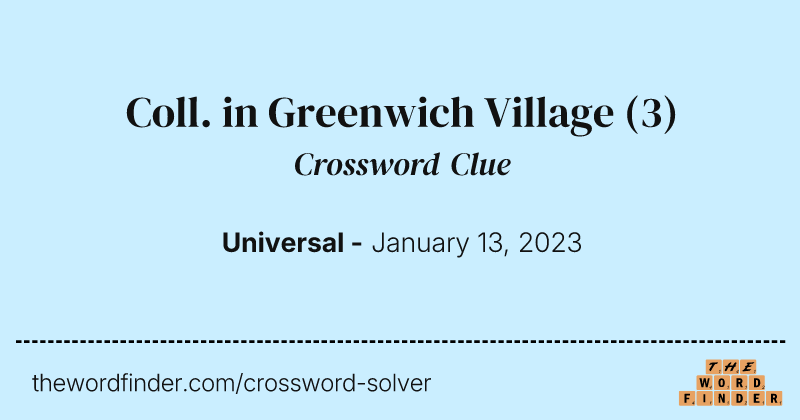 Coll. in Greenwich Village crossword clue image