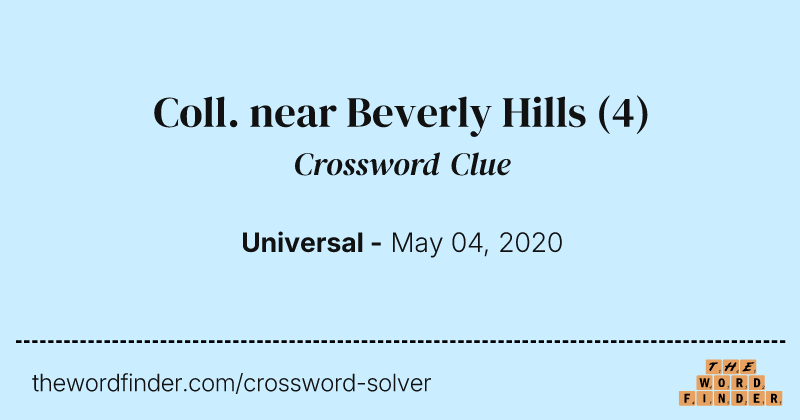 Coll. near Beverly Hills crossword clue image