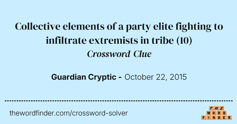 Collective elements of a party elite fighting to infiltrate extremists in tribe crossword clue image
