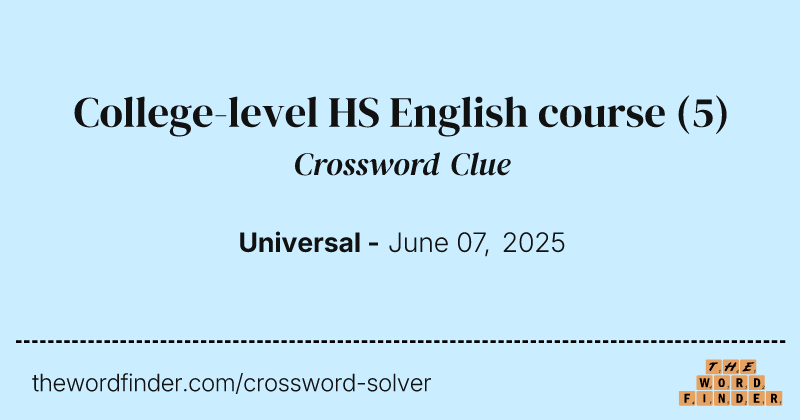 College-level HS English course crossword clue image