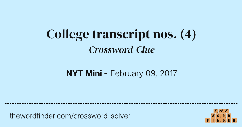 College transcript nos. crossword clue image