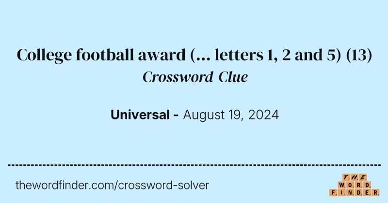 College football award (... letters 1, 2 and 5) crossword clue image
