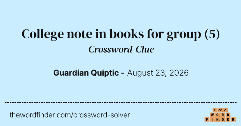 College note in books for group crossword clue image