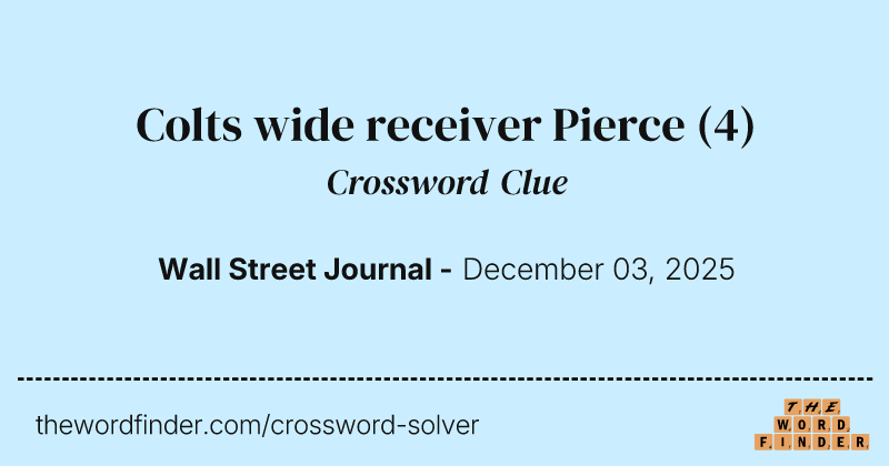Colts wide receiver Pierce crossword clue image