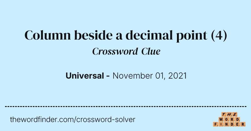 Column beside a decimal point crossword clue image