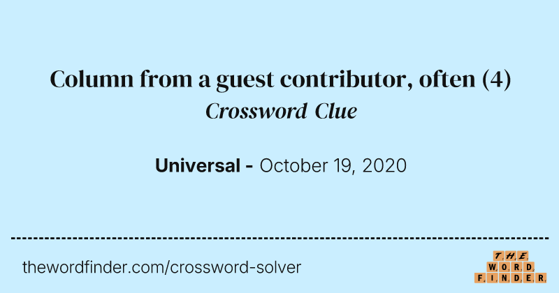 Column from a guest contributor, often crossword clue image