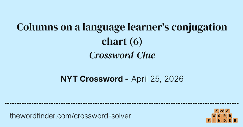 Columns on a language learner's conjugation chart crossword clue image