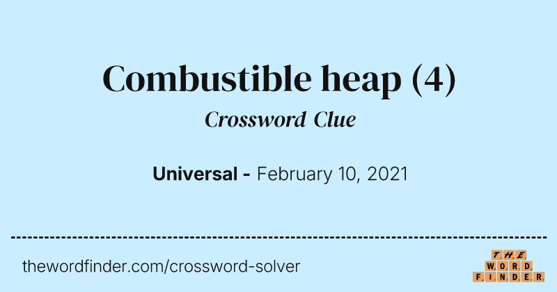 Combustible heap crossword clue image