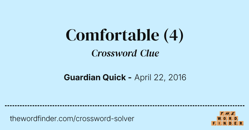 Comfortable crossword clue image