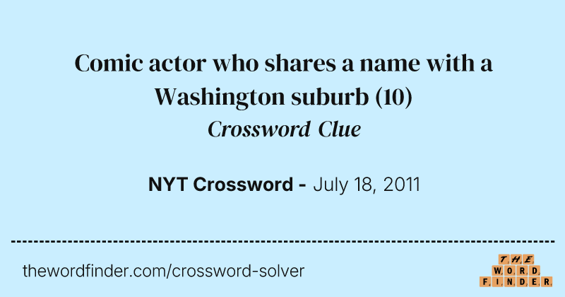 Comic actor who shares a name with a Washington suburb crossword clue image
