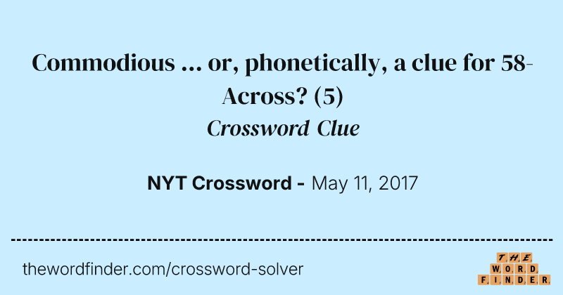 Commodious ... or, phonetically, a clue for 58-Across? crossword clue image