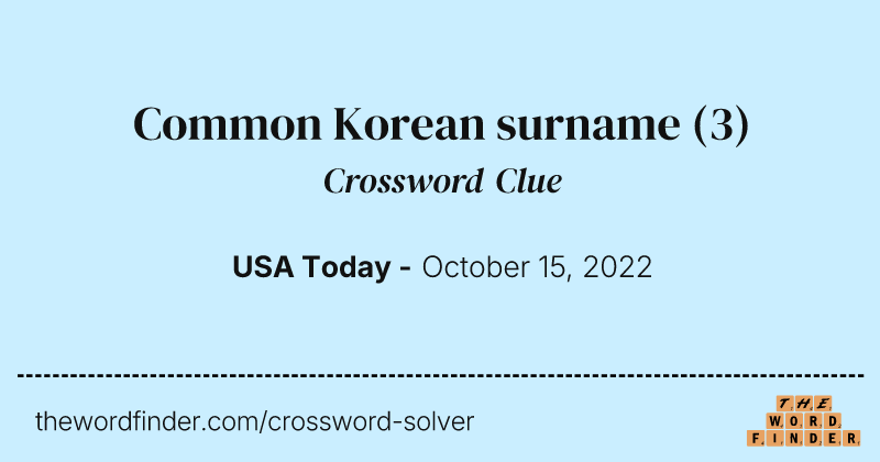 Common Korean surname crossword clue image