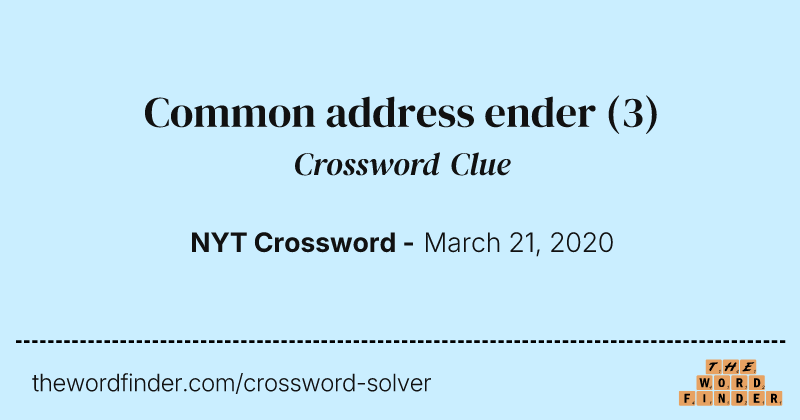 Common address ender crossword clue image