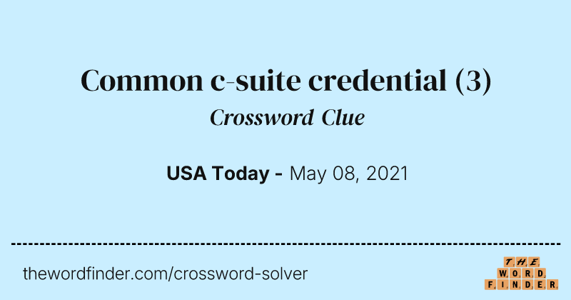 Common c-suite credential crossword clue image