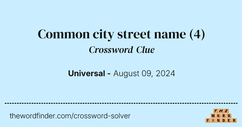 Common city street name crossword clue image