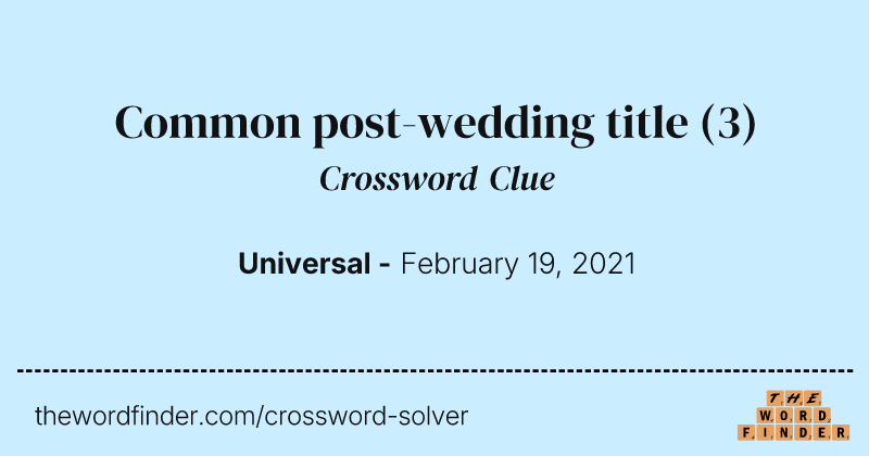 Common post-wedding title crossword clue image