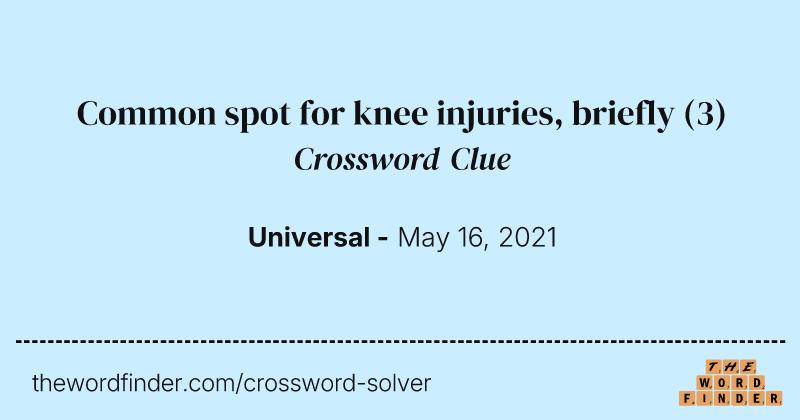 Common spot for knee injuries, briefly crossword clue image