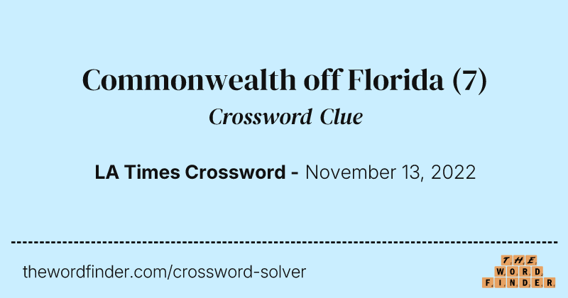 Commonwealth off Florida crossword clue image