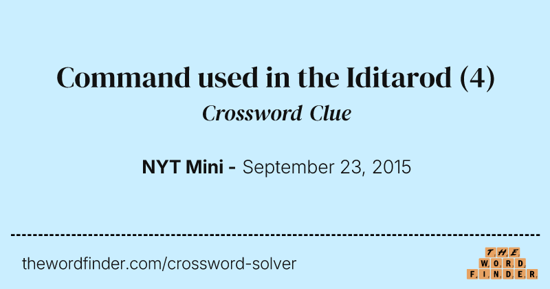 Command used in the Iditarod crossword clue image