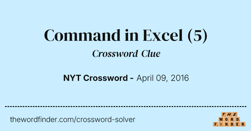 Command in Excel crossword clue image