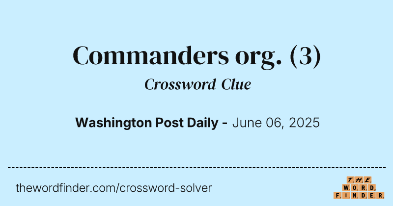 Commanders org. crossword clue image