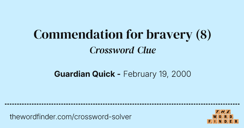 Commendation for bravery crossword clue image