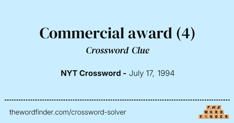 Commercial award crossword clue image