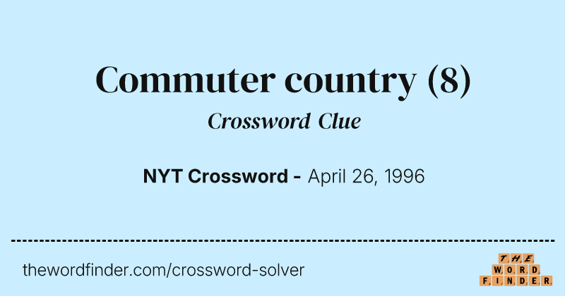 Commuter country crossword clue image
