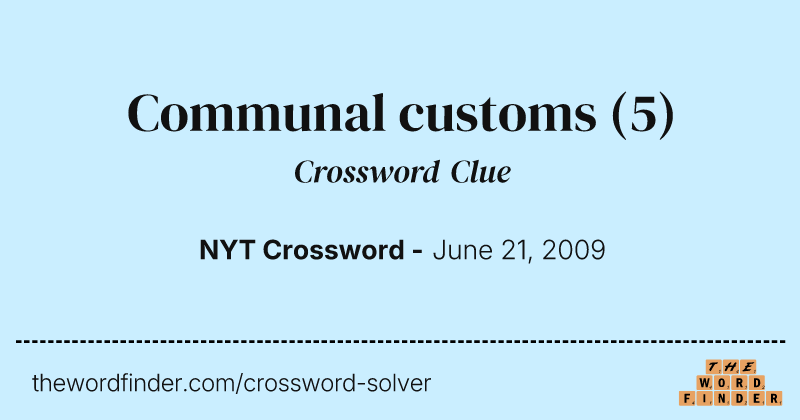 Communal customs crossword clue image